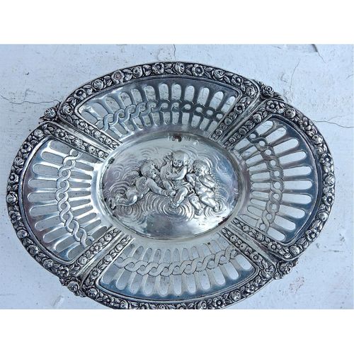 Corbeille De Table En Argent Massif Decors Anges Art Nouveau