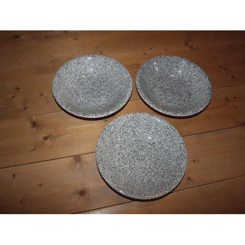 Lot De 3 Assiettes Creuses Blanc Et Noir Moucheté 22cm