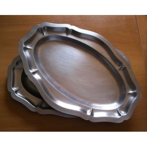 Lot De 2 Plats En Inox - 35 X 24 Cm