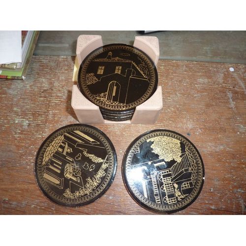 Lot De 6 Sous Verre Grecs Noir
