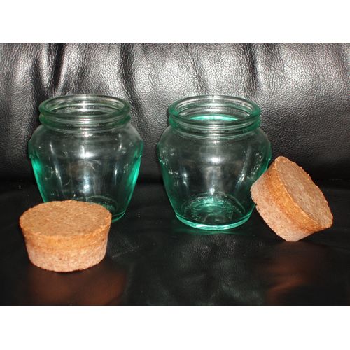 Lot De 2 Pots En Verre / Mini Bonbonniere Avec Bouchon En Liege