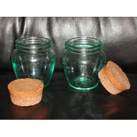 Lot De 2 Pots En Verre / Mini Bonbonniere Avec Bouchon En Liege