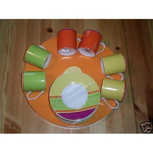 Services 6 Tasses Couleur Avec Soucoupes