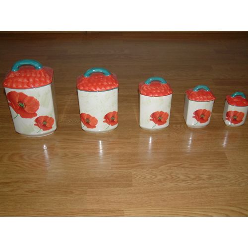 5 Boîtes De Cuisine Lunéville Modèle Coquelicots