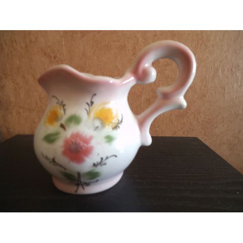 Pot À Crème Ou À Lait Moderne En Faience Blanche Déco Fleurs