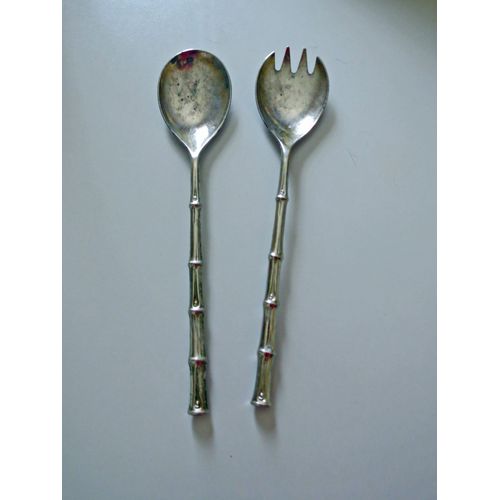 Couvert À Salade Marque E.P.Zinc Made In Italy Métal Argenté