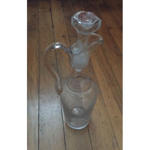 Carafe Avec Bouchon À Vinaigre Ou Huile En Verre Fin 19e 23 Cm