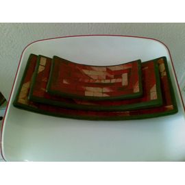 Lot De 3 Plats Rectangulaire Design (En Terre)