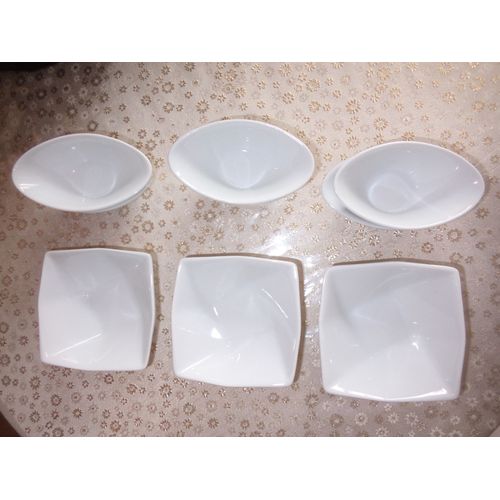 Lot De 9 Ramequins Blancs 3 Carrés Et 6 Ovales