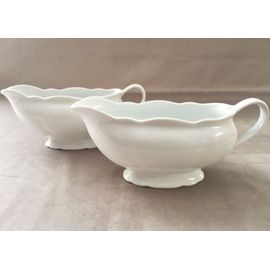 2 Sauciers Saucières Art De La Table Vintage En Porcelaine Fine Blanche