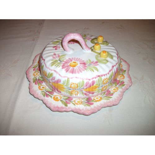 Cloche À Fromage Henriot Quimper Décor Floral Rose