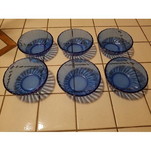Lot De 6 Petits Bols Côtelés Bleus Crisal Portugal