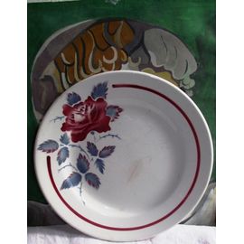 Assiette Plate En Faïence Digoin Sarreguemines Modèle Sobral Diamètre 20,5cm.(Une Petite Ébréchure Voir Photos Jointe À Mon Annonce)