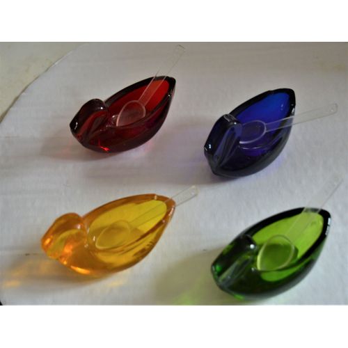 Lot 4 Petites Salières En Verre Coloré Forme Canard