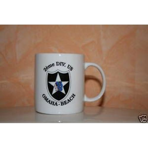 Mug En Porcelaine Blanc Arborant L'insigne De La 2 Eme Division Us  De 25 Cl