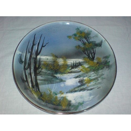 Assiette Ancienne Paysage Peint À La Main N° 941 - Made In Portugal