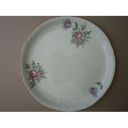 Plat De Service Ancien Avec Décor De Fleurs Moulin Des Loups Hamage