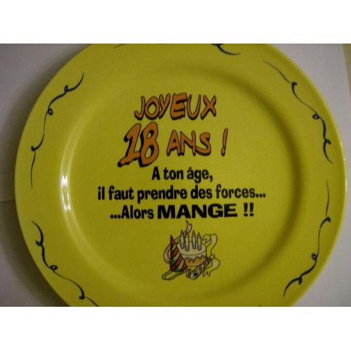 Assiette  Joyeux 18 Ans