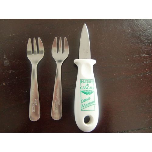 Lot De 2 Fourchettes À Huitres Et Son Couteau (Ouvre Huitres)