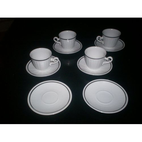 4 Tasses A Cafe Avec Soucoupes En Porcelaine Yougoslave Zajecar