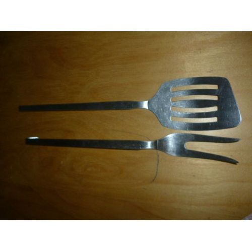 Spatule + Fourchette À Servir Inox Avec Crochet À Suspendre