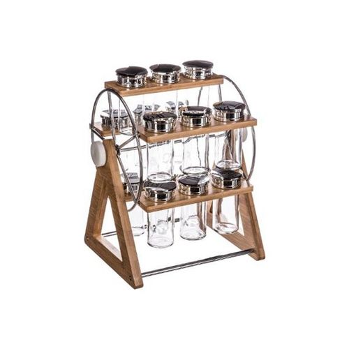 Présentoir À Épices Rotatif 'moulin' 15 Pots Naturel