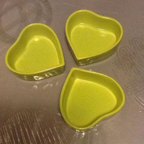 Lot De 3 Petit Plats Vert Forme Coeur