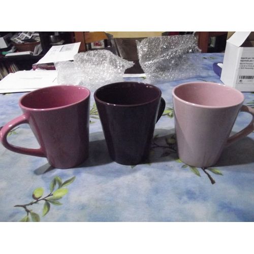 Lot De 3 Mugs (2 Roses Et 1 Marron) Uni