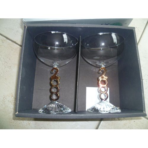 Verres Millenium Gravés An 2000 Cristal D'arcq