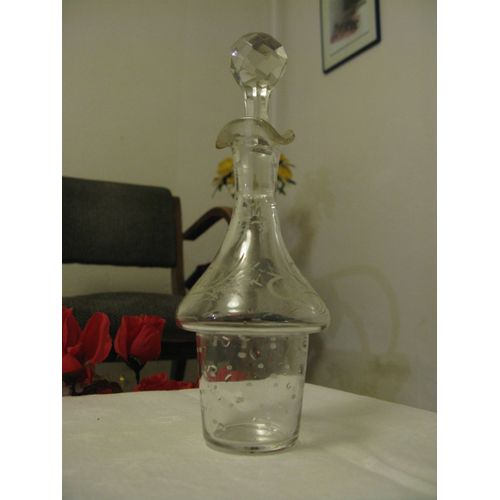 Petite Carafe Pour La Liqueur Ou Digestif En Verre Décorée
