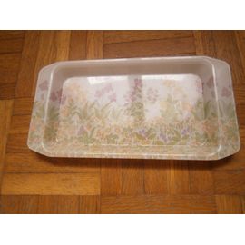 Plateau Plastique Motifs Fleurs Dimensions 23x12cm