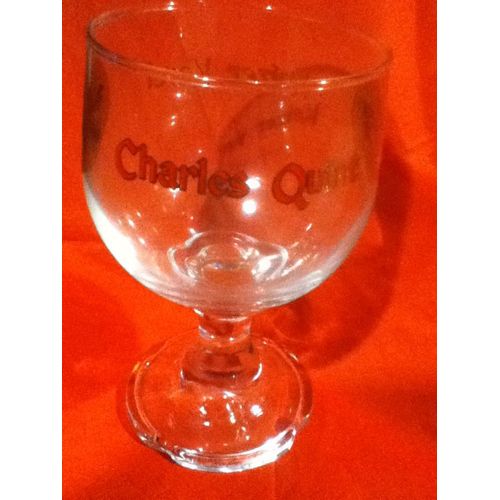 Lot De 6 Verres À Bière Sur Pied Calice 33 Cl - "Charles Quint" Dans Boîte D'origine - Écussons Dorés