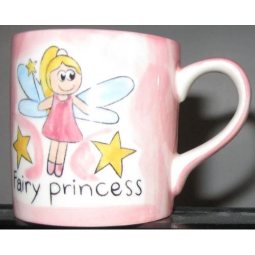 Tasse Mug Fairy Princess - Fond Rose Et Décor Peint À La Main - Avec Une Anse - Hauteur 8cm - Diamètre 7.5cm - Compatible Lave-Vaisselle Et Micro-Ondes - Achetée En Angleterre