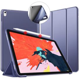FINTIE Coque pour iPad Pro 12.9 Pouces - Rangement et Recharge de Pencil 5ème Gén 2021 Marbre Nuageux Housse Arrière Transparent Etui Antichoc Pochette Aussi pour iPad Pro 12.9 2020/2018 