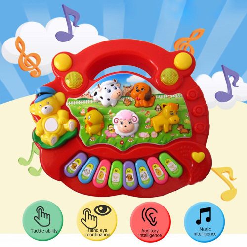 Instruments De Musique Pour Bébés Et Enfants, Jouets Éducatifs Avec Clavier Et Son D'Animaux De Ferme, Piano De Développement, Cadeau Rouge, T1357