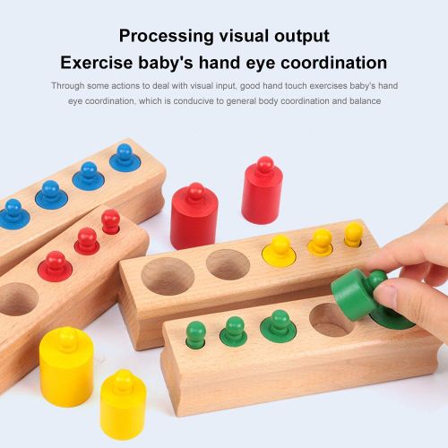 Jouet Éducatif Montessori En Bois Coloré, Ensemble De Blocs Cylindriques Et Douilles Pour Enfants, Jeu D'Apprentissage Précoce, Préscolaire, Bébé,