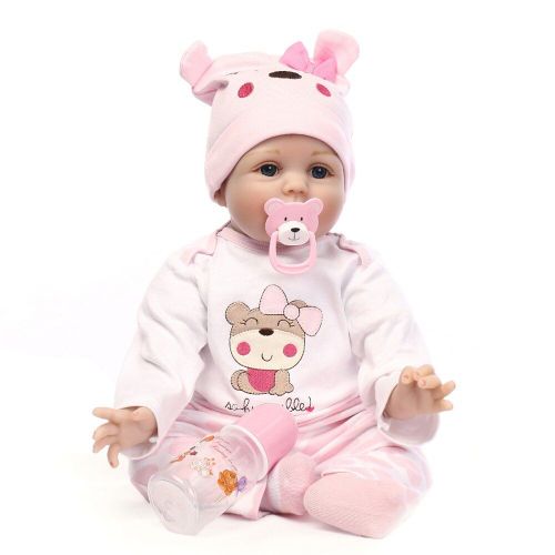 Kit De Nouveau-Né Pour Bébé, Poupée Mignonne De 40cm, Corps Doux, Biberon, Sucette Yeux Bleus, Haute Qualité, Fait À La Main, Cadeau Pour Enfant