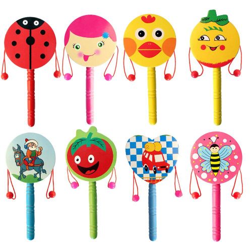 Hochet En Bois De Dessin Animé Pour Bébé, Jouets De Musique, Tambour, Instrument De Musique, Jouets De Percussion, Outil D'Éducation Précoce, Cadeaux