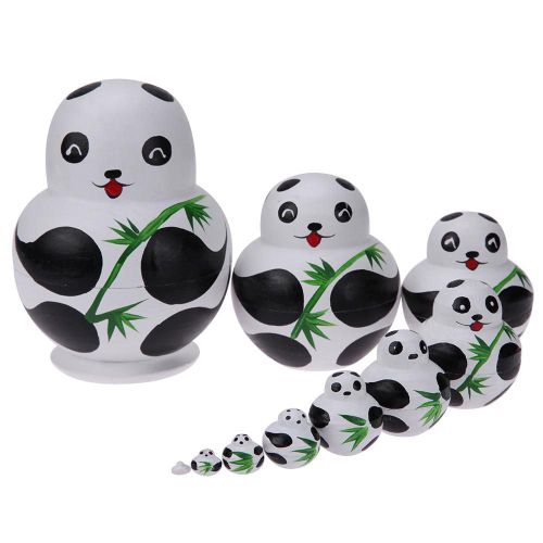 Ensemble De 10 Poupées De Panda Russe Matryoshka, Tilleul, Peinture Faite À La Main, Jouets, Cadeaux Pour Enfants