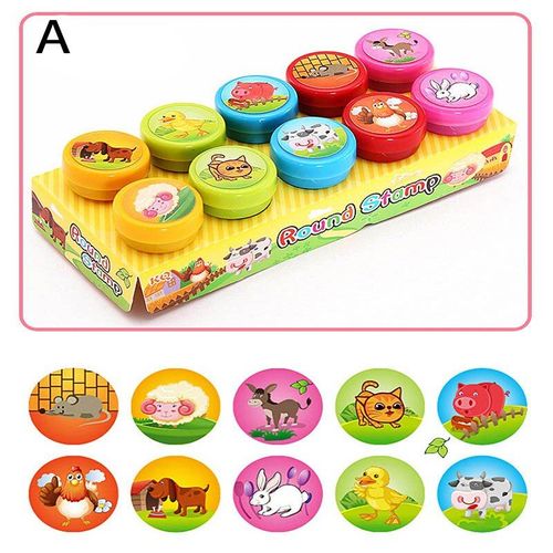 Ensemble De Timbres-Poste Pour Enfants, Lot De 10 Pièces, Tampons De Jouets, Dessins Animés, Animaux, Fruits, Sourires, Scrapbooking, Bricolage