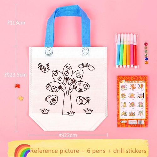 Sac À Graffitis Vierge Pour Protection De L'Environnement, Fourre-Tout Non Tissé, Fait À La Main Pour Enfants, Emballage De Matériel De Peinture Et De Coloration, 2022