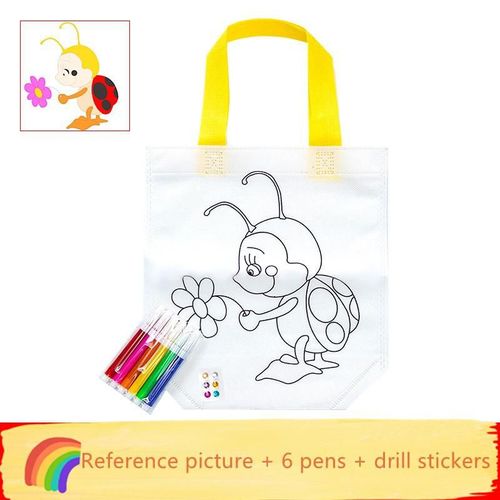 Sac À Graffitis Vierge Pour Protection De L'Environnement, Fourre-Tout Non Tissé, Fait À La Main Pour Enfants, Emballage De Matériel De Peinture Et De Coloration, 2022