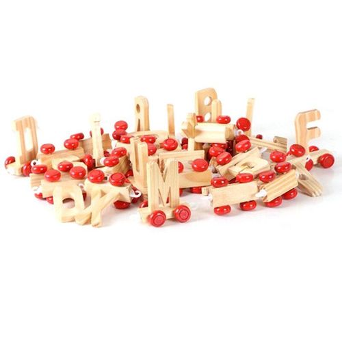 Train De L'Alphabet Pour Enfants, 28 Pièces, Lettres Anglaises Éducatives, Jeu En Bois, Puces D'Apprentissage Pour Tout-Petits
