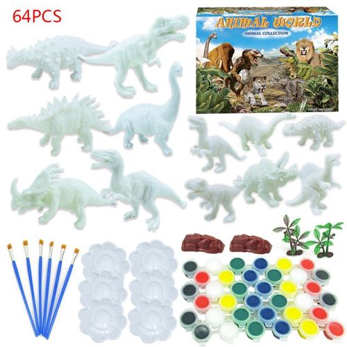 Graffiti Dinosaure Blanc, Modèle 3d, Peinture À La Main, Tyrannosaure, Jouet Éducatif Pour Enfants, 64 Pièces/Ensemble