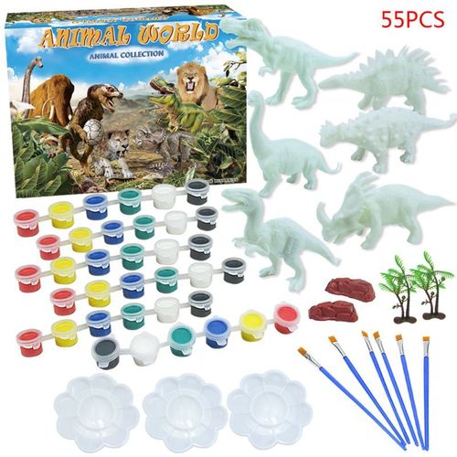 Graffiti Dinosaure Blanc, Modèle 3d, Peinture À La Main, Tyrannosaure, Jouet Éducatif Pour Enfants, 55 Pièces/Ensemble