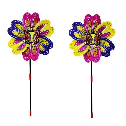 Moulin À Vent À Fleurs Papillon Multicolore 3d, Moulin À Vent Coloré, Décoration De Jardin, Jouet Pour Enfants