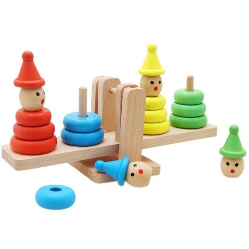 Clown En Bois Arc-En-Ciel, Empileur En Forme De Balançoire À Balance, Jeu D'Équilibre, Jouets Éducatifs Pour Enfants