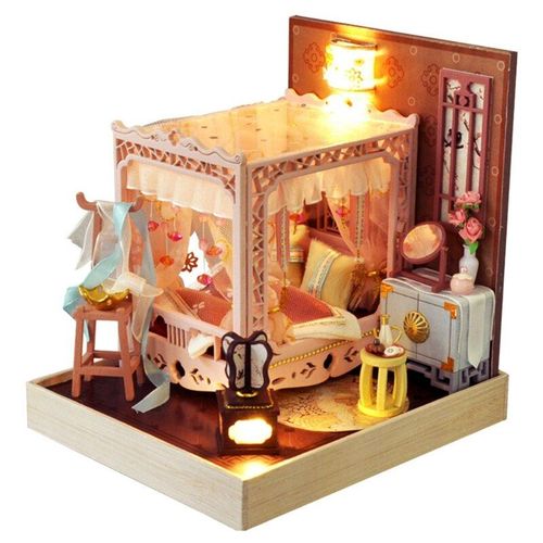 Nouvelle Maison De Poupée Miniature Avec Meubles, Kit De Bricolage Plus Anti-Poussière, Kit De Construction De Petite Maison 1:24, (Ancien Chinois)