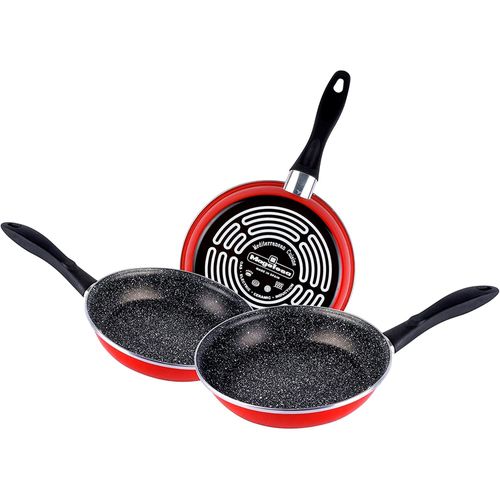 Set 3 Poêles À Frire 20-24-28cm, Induction, Pierre Non Adhérente Sans Pfoa Rouge Magefesa K2 Rojo