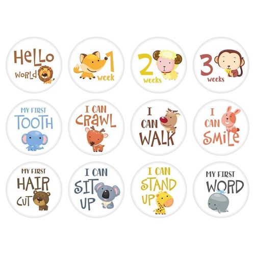 Autocollants De Mois 12 Pièces, Photographie De Bébé, Jalon, Carte Commémorative Mensuelle Pour Nouveau-Né, Enfants, Numéro, Accessoires Photo